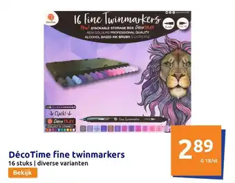 Action Decotime fine twinmarkers 16 stuks aanbieding