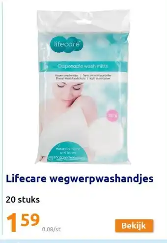 Action Lifecare wegwerpwashandjes 20 stuks aanbieding