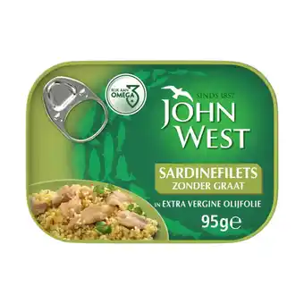 Jumbo John west sardines zonder graat in extra vergine olijfolie 95 gram aanbieding