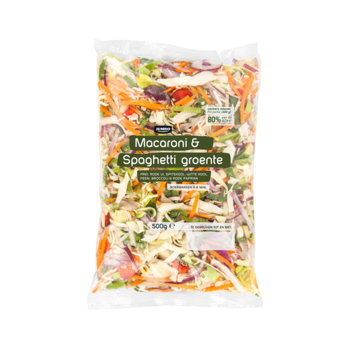 Jumbo macaroni & spaghetti groente 500g aanbieding bij Jumbo