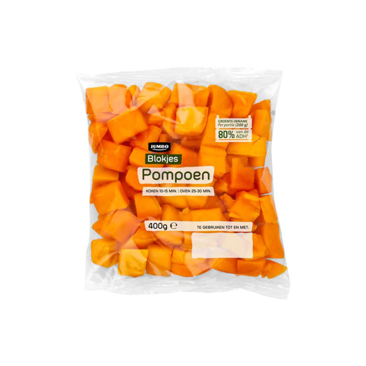 Jumbo pompoen blokjes 400g aanbieding bij Jumbo