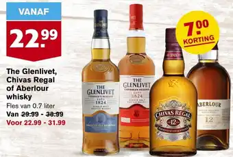 Hoogvliet The Glenlivet, Chivas Regal of Aberlour whisky 0.7 liter aanbieding