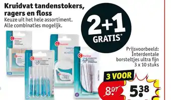 Kruidvat Kruidvat tandenstokers, ragers en floss 2+1 gratis aanbieding