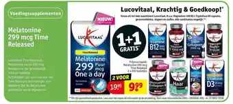 Kruidvat Lucovitaal melatonine 299 mcg time released 1+1 gratis aanbieding