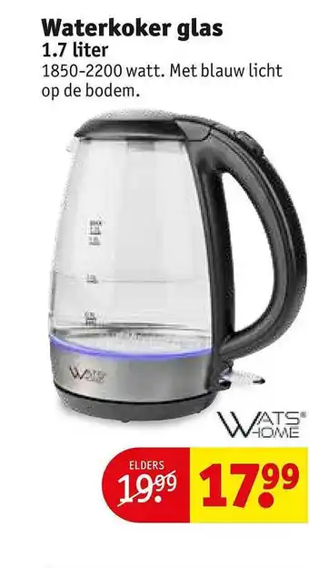 Kruidvat Waterkoker glas 1.7 liter aanbieding