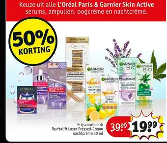 Kruidvat Garnier bio revitalift laser pressed-cream nachtcrème 50% korting aanbieding