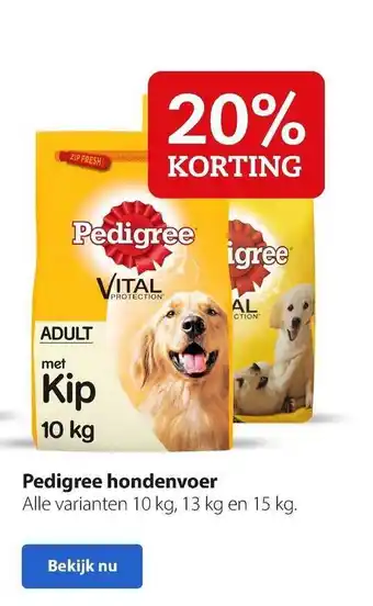 Boerenbond Pedigree hondenvoer 20% korting aanbieding