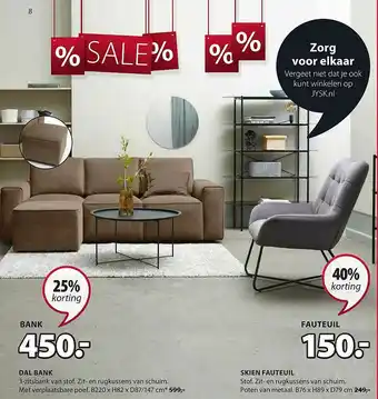 Jysk Dal bank of skien fauteuil 25% - 40% Korting aanbieding