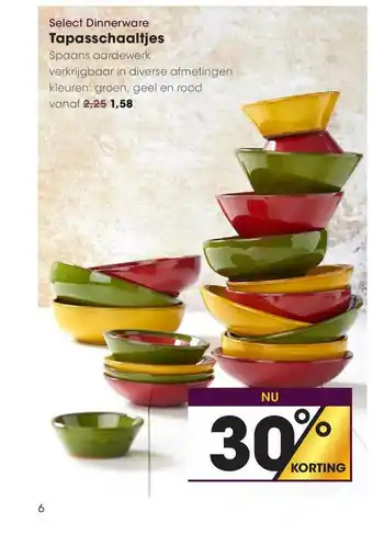 HANOS Select dinnerware tapasschaaltjes 30% Korting aanbieding