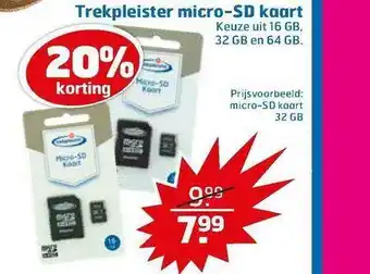 Trekpleister Trekpleister micro-sd kaart 20% Korting aanbieding