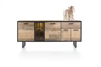 Henders & Hazel Avalon, dressoir 200 cm. - 4-deuren + 1-lade + 1-glasdeur (+ led) - driftwood aanbieding