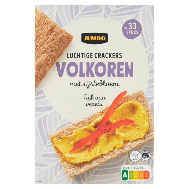 Jumbo luchtige crackers volkoren met rijstebloem 2 x 125g aanbieding