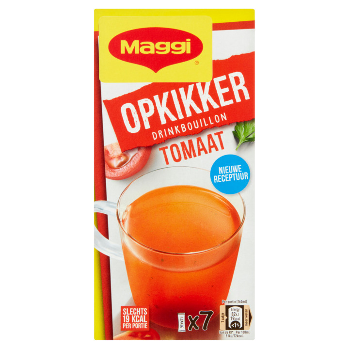 Maggi opkikker drinkbouillon tomaat 7 x 7, 0g aanbieding bij Jumbo