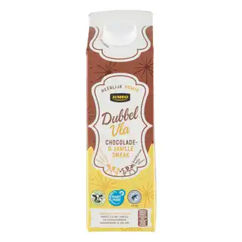 Jumbo Jumbo dubbel vla chocolade- & vanille smaak 1l aanbieding