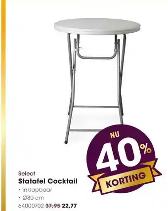 HANOS Select statafel cocktail 40% Korting aanbieding