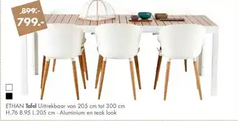 Casa Ethan tafel uittrekbaar H.76 B.95 L.205 Cm aanbieding