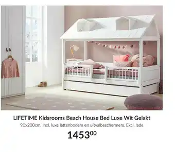 Babypark Lifetime kidsrooms beach house bed luxe wit gelakt 90x200 cm Incl. luxe lattenbodem en uitvalbeschermers excl. lade aanbieding