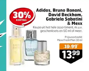 Trekpleister Adidas, Bruno Banani, David Beckham, Gabriela Sabatini & Mexx aanbieding