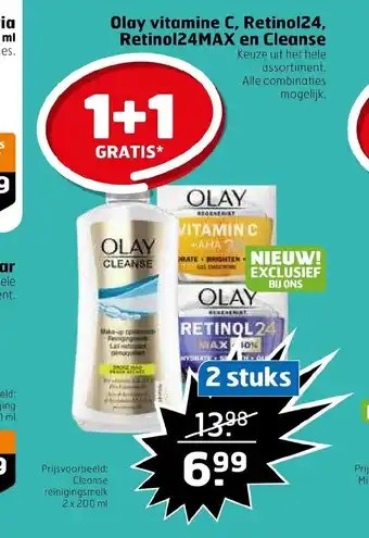 Trekpleister Olay vitamine C, Retinol24, Retinol24Max en Cleanse aanbieding