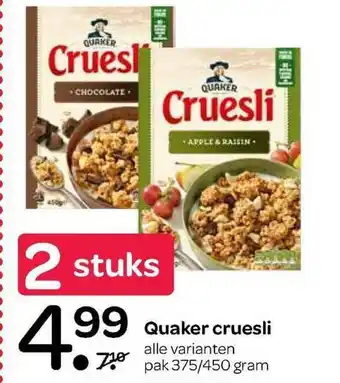 Spar Quaker cruesli 375-450 gram aanbieding