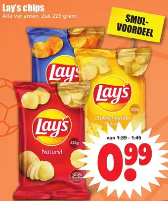 Dirk Lay's chips 225g aanbieding