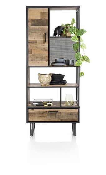 Henders & Hazel Avalon, boekenkast 80 cm. - 1-deur + 1-lade + 5-niches - driftwood aanbieding