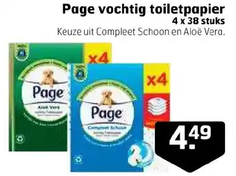 Trekpleister Page vochtig toiletpapier 4 x 38 stuks aanbieding