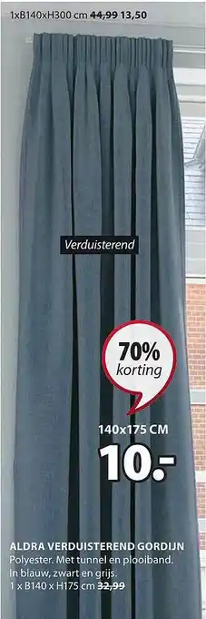 Jysk Aldra verduisterend gordijn 70% Korting 140x175 cm aanbieding