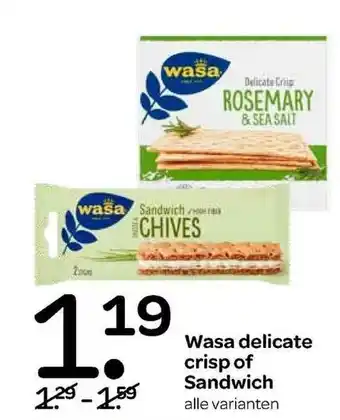 Spar Wasa delicate crisp of sandwich aanbieding