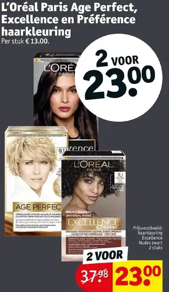 Kruidvat L'Oreal Paris Age Perfect, Excellence en Preference haarkleuring 2 stuks aanbieding