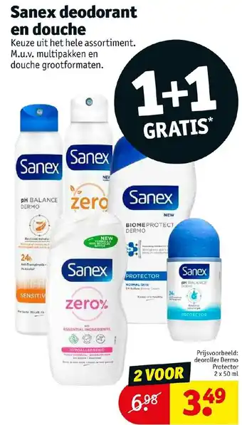 Kruidvat Sanex deodorant en douche 2 x 50 ml aanbieding