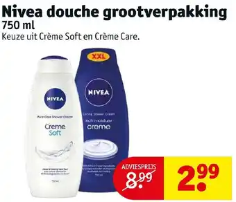 Kruidvat Nivea douche grootverpakking 750 ml aanbieding