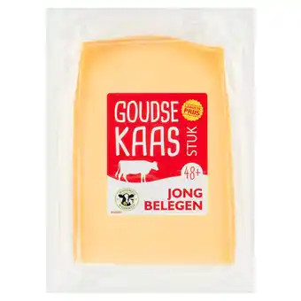 Jumbo Goudse kaas 48+ jong belegen stuk 450g aanbieding