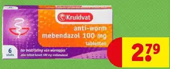 Kruidvat Kruidvat anti worm tableteem 100 mg 6 stuks aanbieding