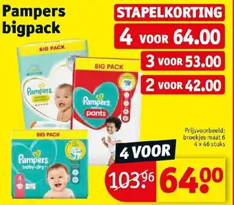 Kruidvat Pampers bigpack 4 x 46 stuks aanbieding