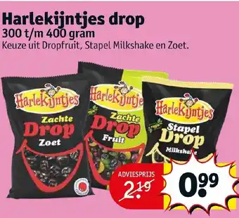 Kruidvat Harlekijntjes drop 300 t/m 400 gram aanbieding