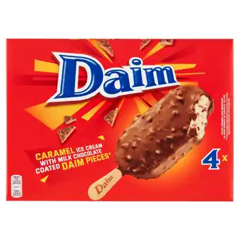 Jumbo Daim caramel ice cream with milk chocolate coated daim pieces 4 stuks 280g aanbieding