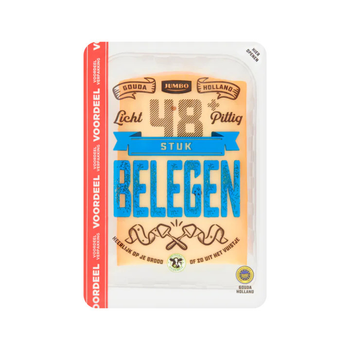 Jumbo gouda holland belegen kaas 48+ stuk voordeelverpakking 910g