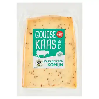 Jumbo Goudse kaas 48+ jong belegen komijn stuk 450g aanbieding