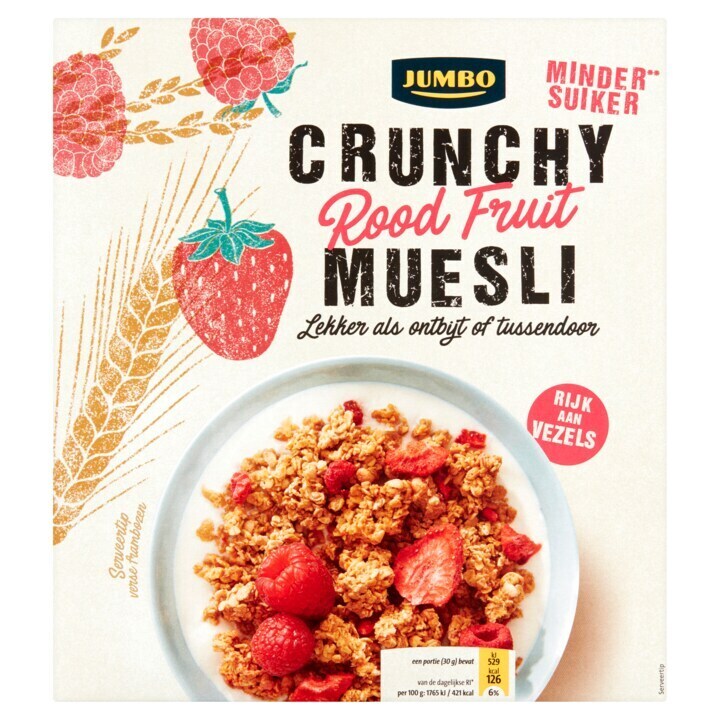 Jumbo crunchy muesli rood fruit 500g aanbieding bij Jumbo