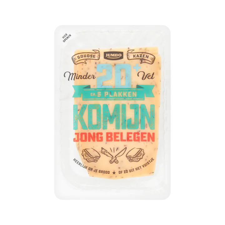 Jumbo Jumbo komijn jong belegen kaas 20+ plakken 190g aanbieding