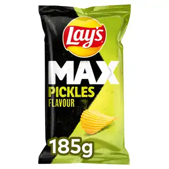 Jumbo Lay's max ribbel chips pickles 185gr aanbieding