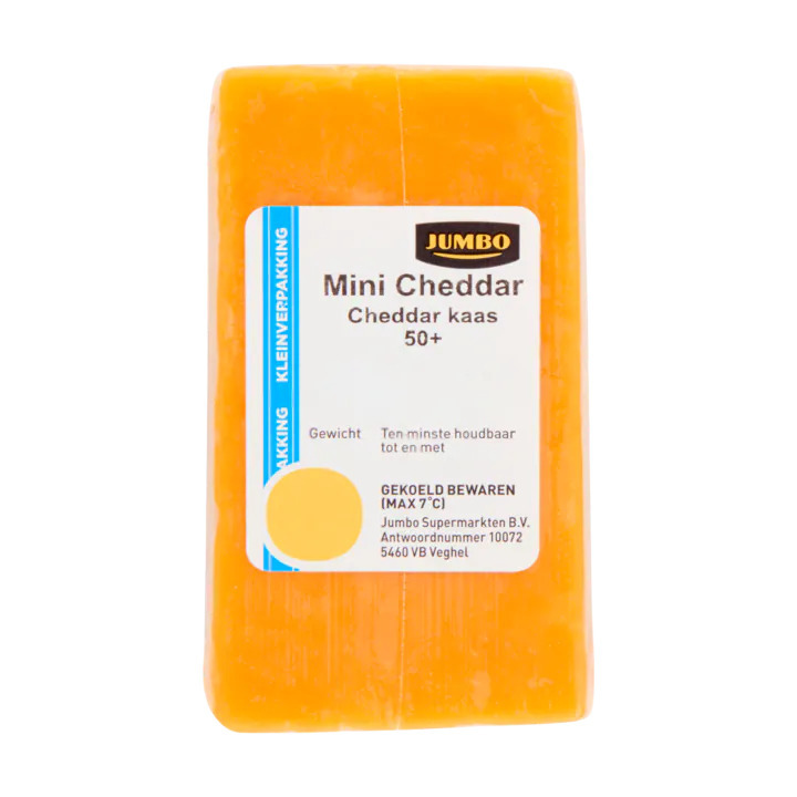 Jumbo cheddar kaas kleinverpakking 50+ 72g aanbieding bij Jumbo