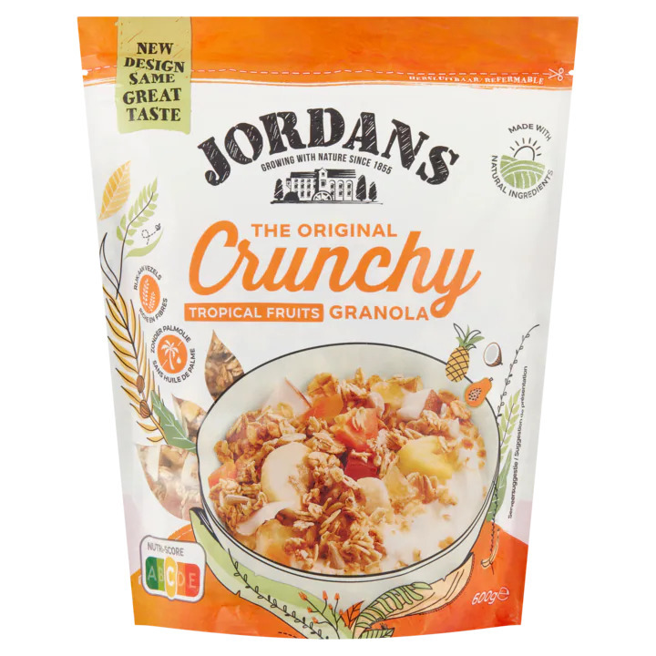 Jordans the original crunchy tropical fruits granola 600g aanbieding