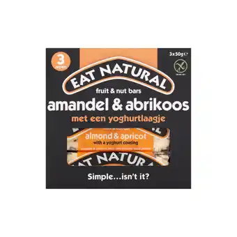 Jumbo Eat natural fruit & nut bars amandel & abrikoos met een yoghurtlaagje 3 x 50g aanbieding