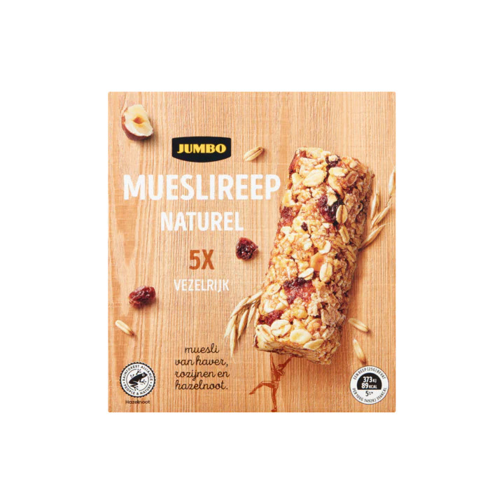 Jumbo muesli reep naturel 5 x 25g aanbieding bij Jumbo