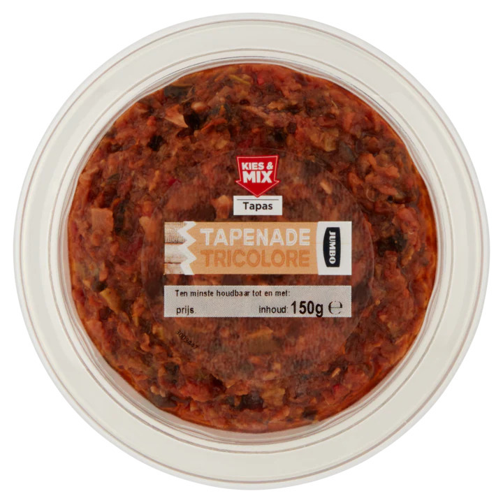 Jumbo tapenade tricolore 150g aanbieding bij Jumbo