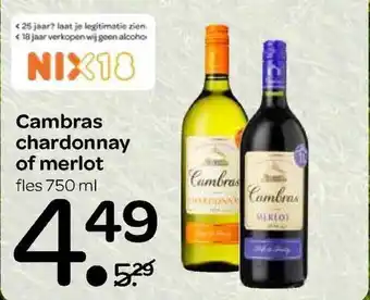 Spar Cambras chardonnay of merlot 750 ml aanbieding