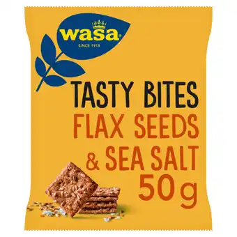 Jumbo Wasa tasty bites flax seeds & sea salt 50g aanbieding