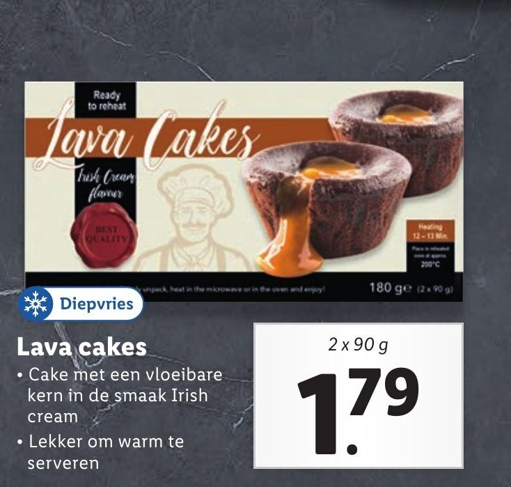 Lava cakes 2 x 90 g aanbieding bij Lidl